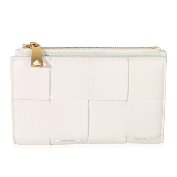 Bottega Veneta White Nappa Maxi Intrecciato Zip Around Wallet